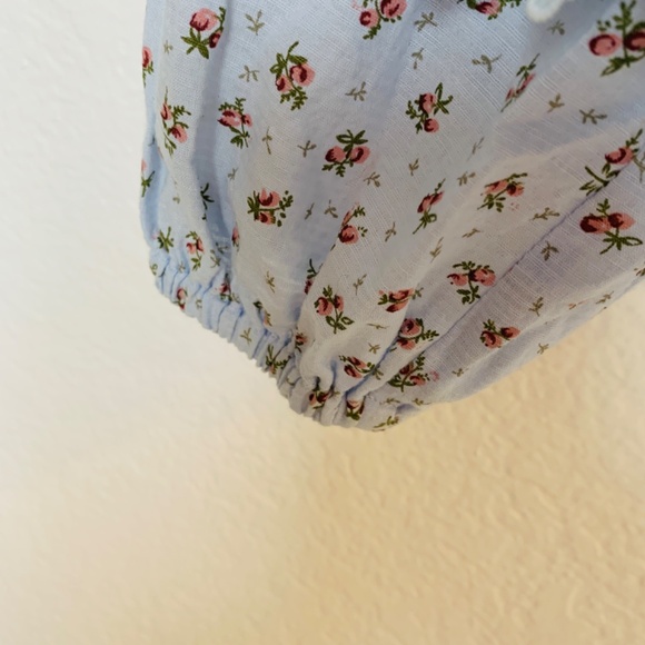 Rochelle Behrens The Shirt Blue Ditsy Floral Small Tiered Sleeve Boho Prairie - Picture 9 of 15